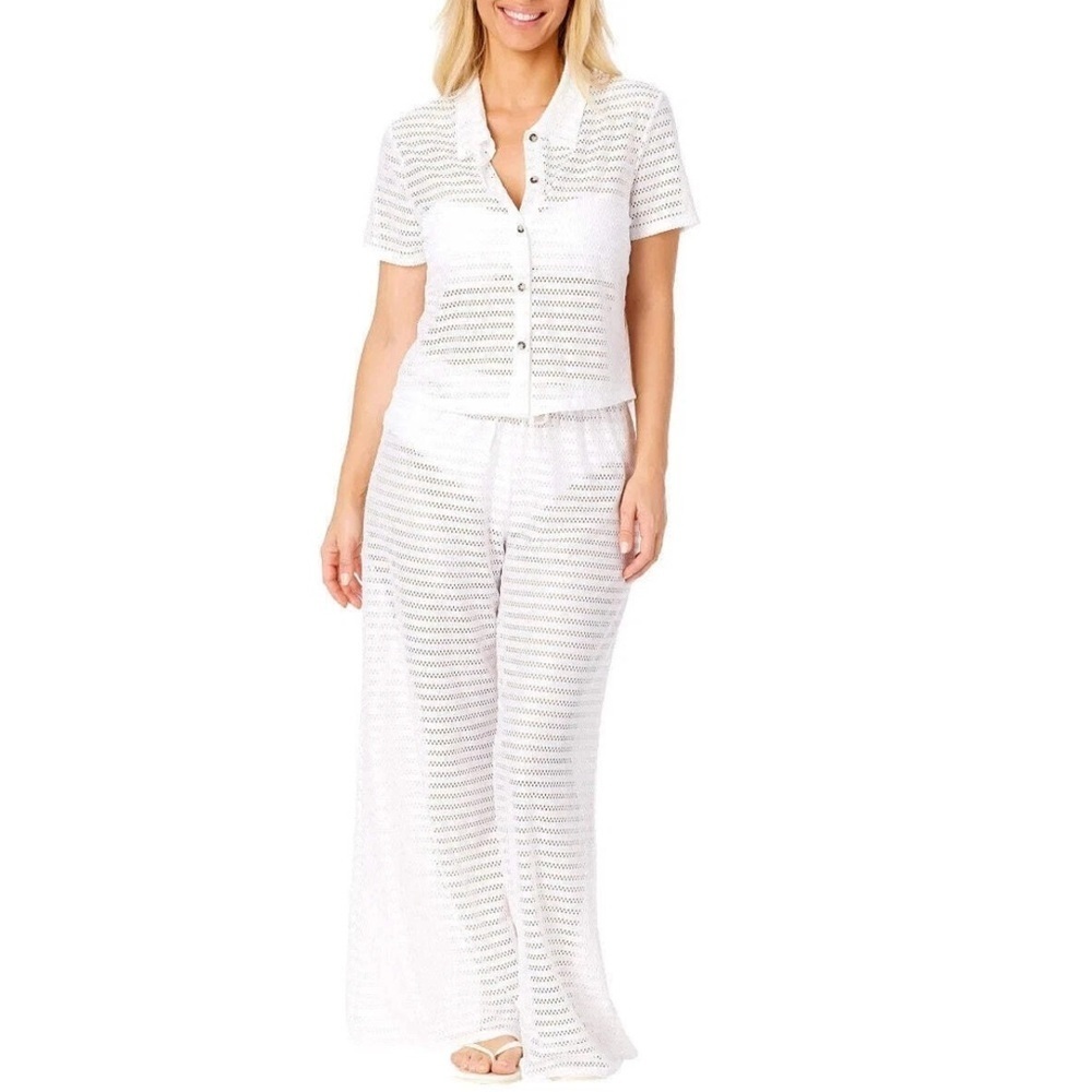 NWT Hurley Women's White 2-Piece Swim Cover-Up Set sz L